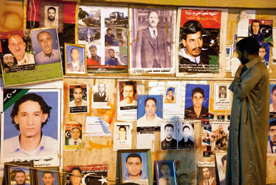Pictures hang in Tahrir Square