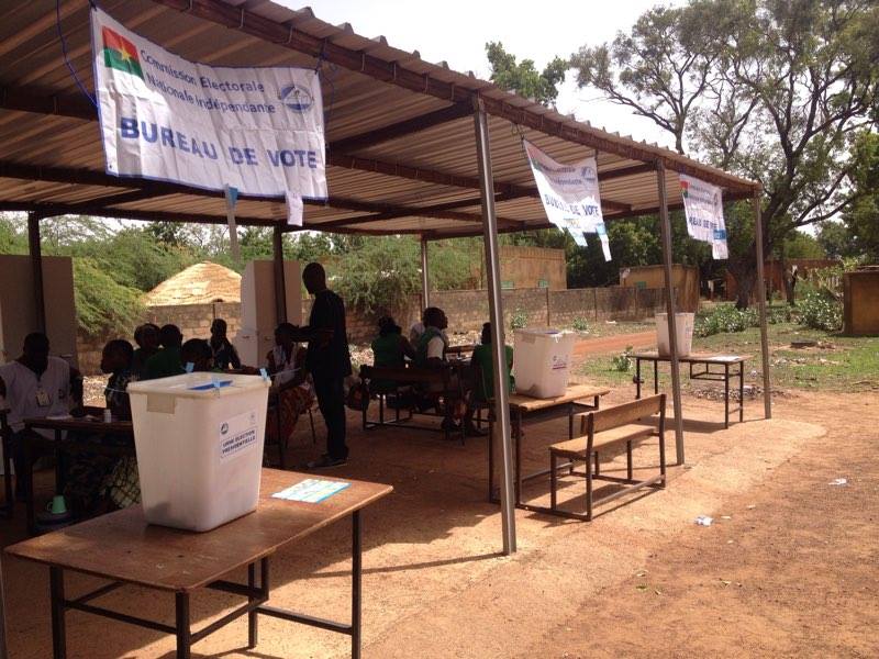 View of a polling place and ballot boxes for the local elections that capped Burkina Faso's political transition.