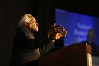 Archbishop Desmond Tutu, recipient of the W. Averell Harriman Democracy Award, speaking at the 2008 NDI Democracy Luncheon