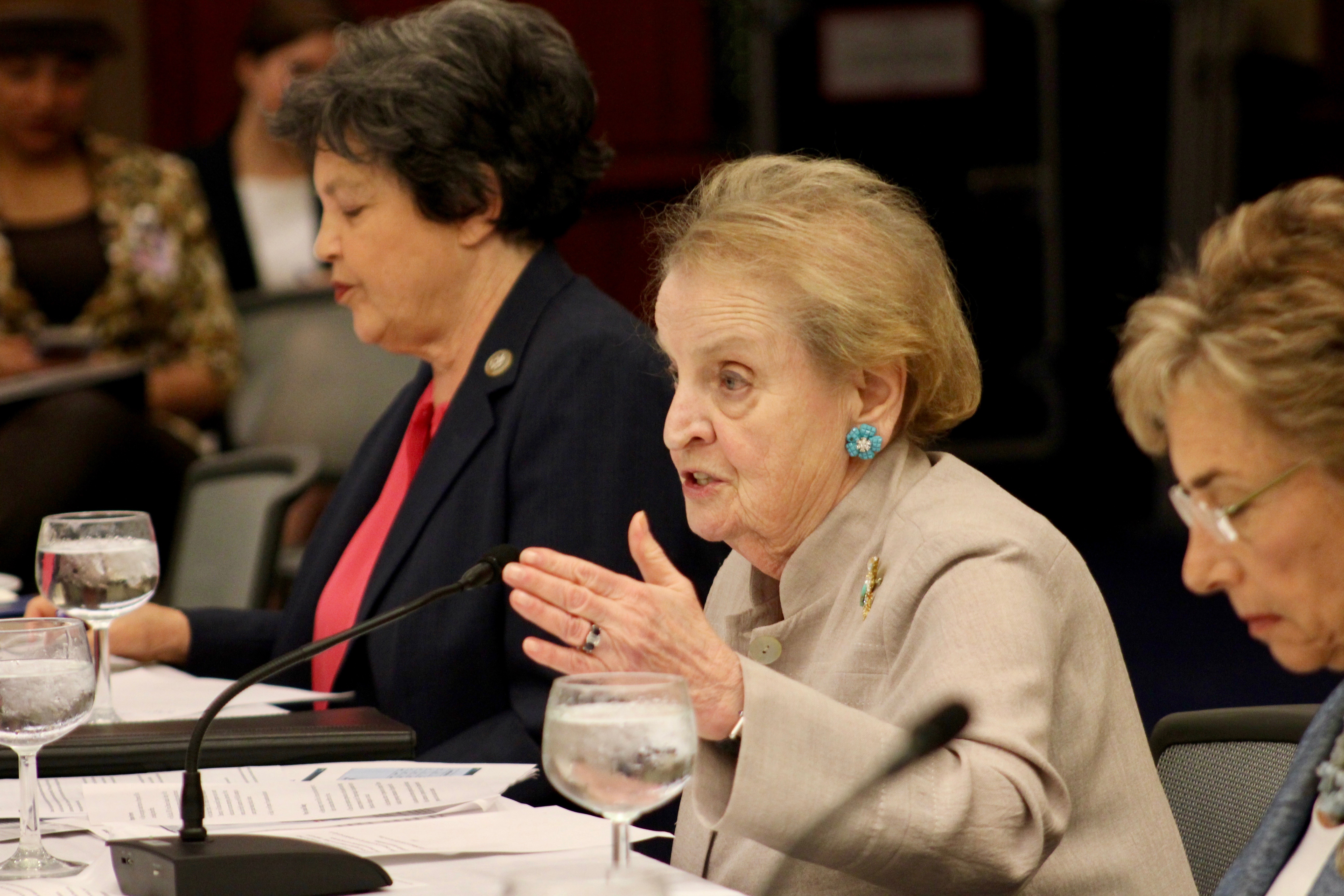 NDI Chairman and Former Secretary of State Madeleine K. Albright with Rep. Lois Frankel (FL) on the left and Rep. Jan Schakowsky (IL) on the right.