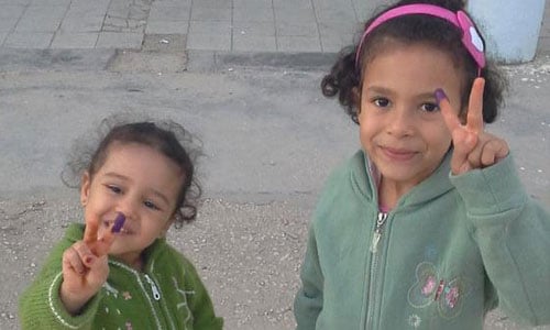 Young future Tunisian voters participate in election day