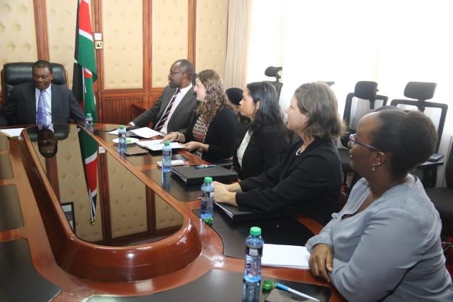 Former U.S. House Ethics Committee staff and NDI staff attend a meeting with Speaker of the Kenya National Assembly Hon. Justin Muturi. Photo taken on November 6, 2019.