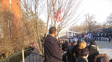 Diplomats on Pennsylvania Avenue, watching Inauguration Day Parade