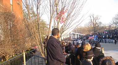 Diplomats on Pennsylvania Avenue, watching Inauguration Day Parade