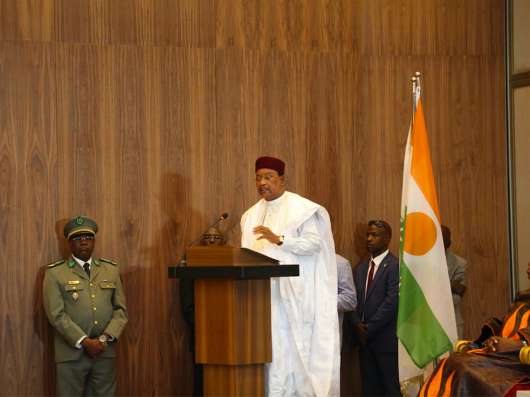 President Mahamadou Issoufou giving remarks at the Opening Ceremony of the Constitutional Term Limits Summit in Niamey, Niger.