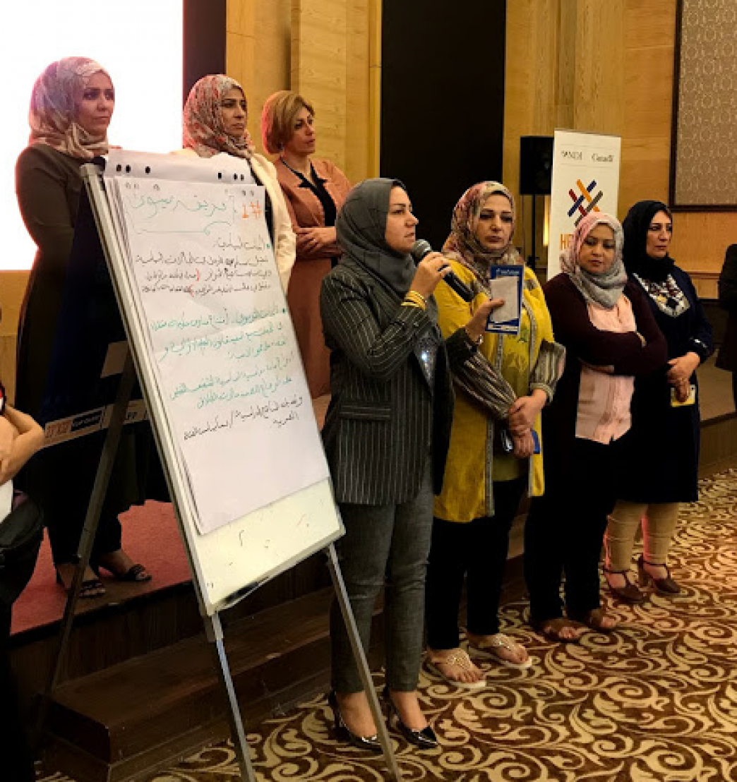 WAB members from Ninewa illustrating what inclusive governance could look like in their province. Photo credit: NDI-Iraq