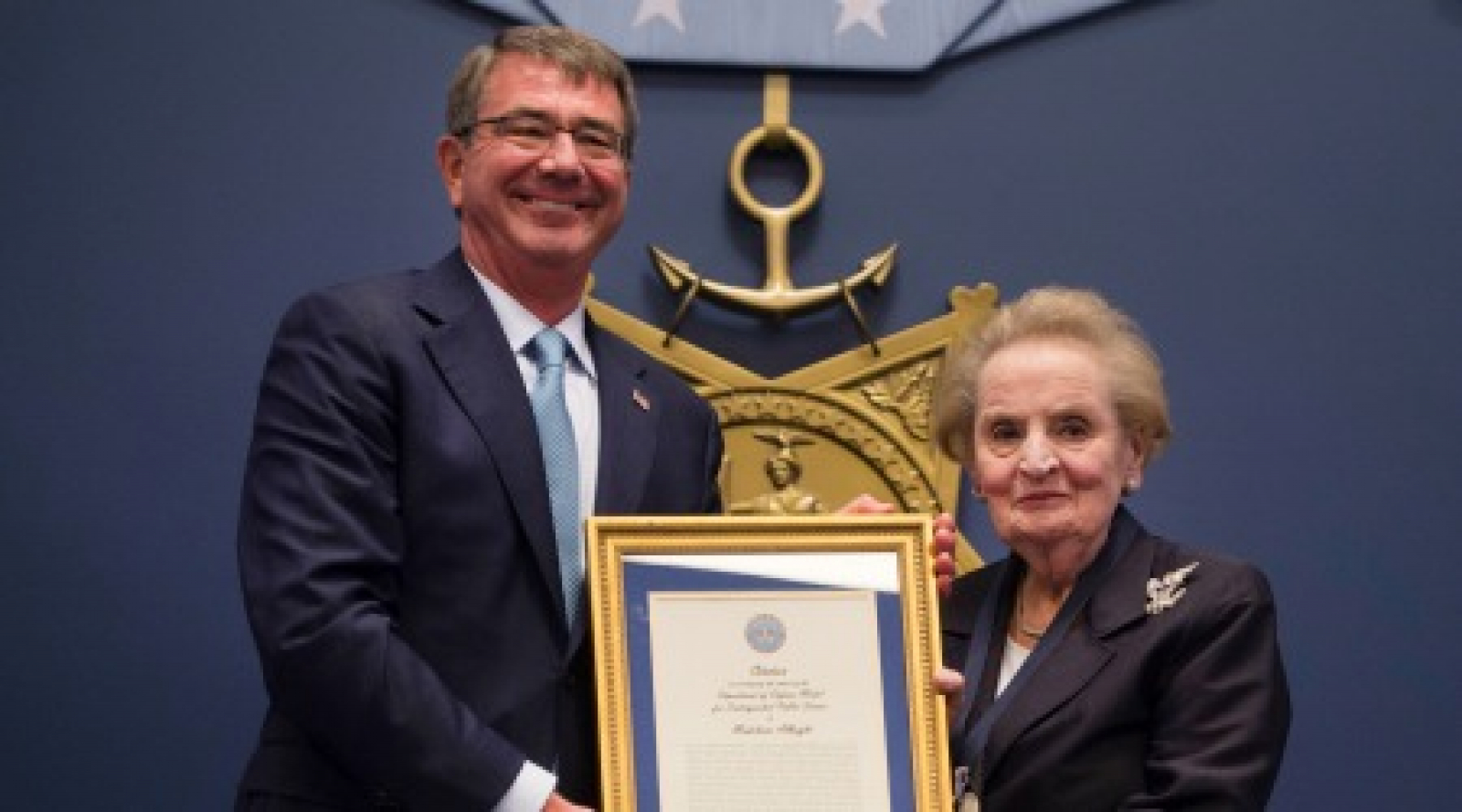 NDI Chairman Madeleine Albright Receives DOD Award for Distinguished Public Service