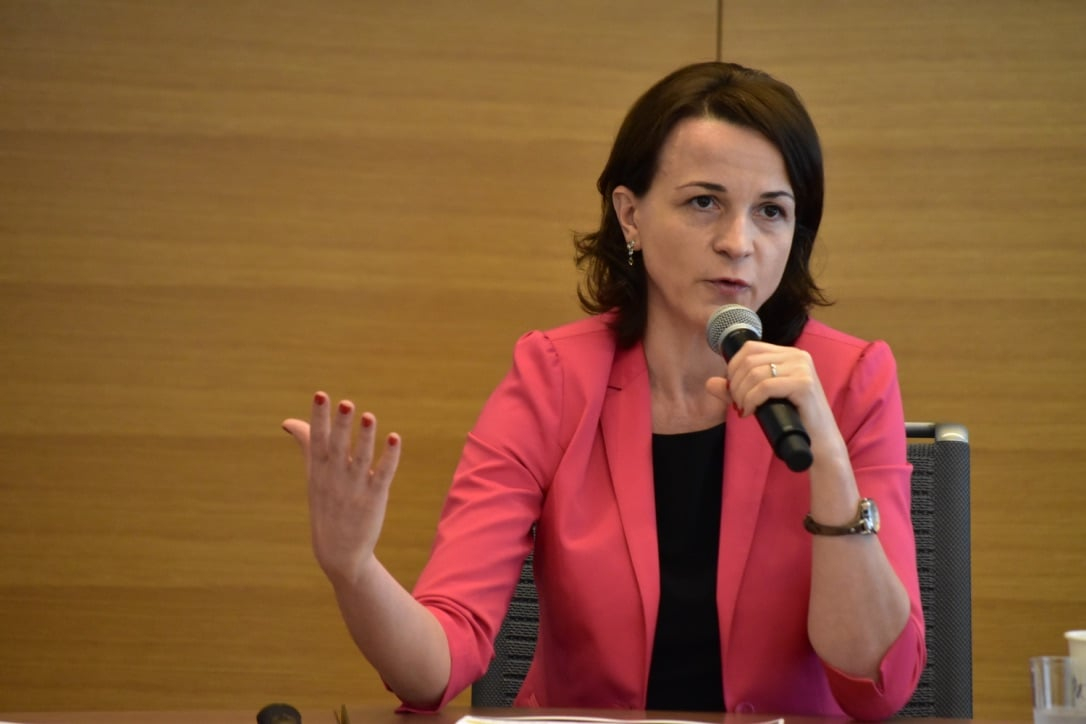 Iraq Resident Director Ancuta Hansen presents findings on Iraq public opinion research at the National Democratic Institute
