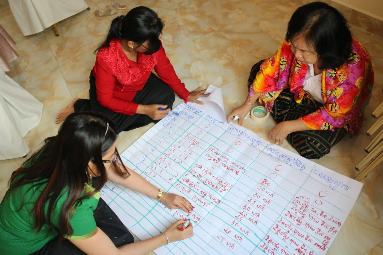 CNRP representatives discuss upcoming echo trainings at a SILAKA TOT, held February 7th-12th in Phnom Penh