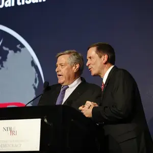 Ken Wollack and Mark Green at the 2016 NDI/IRI Bipartisan Dinner