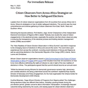 New Realities of Citizen Election Observation in Africa Summit