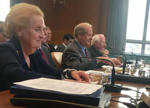 Madeleine K. Albright testifies before Senate hearing on democracy assistance