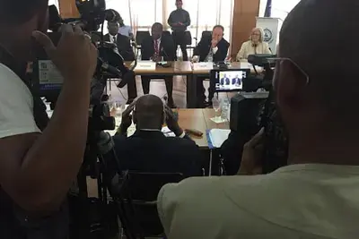 Cabo Verde media covered the conference for both radio and television.