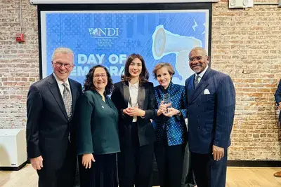 Tom Dasche, Tamara Cofman Wittes, Nino Dolidze, Alice Albright and Rep. Gregory Meeks