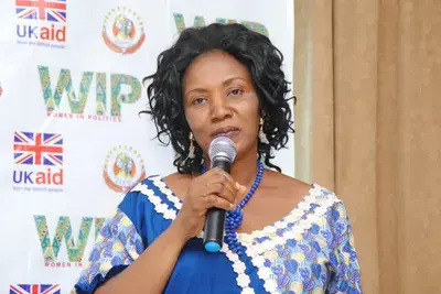 Ebe Joy, the ruling party&#039;s Enugu state chairman, speaks at NDI&#039;s Women in Politics program launch in Enugu. 